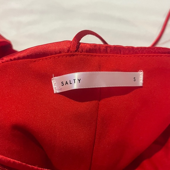 Red Satin Ruched Dress - Picture 3 of 4